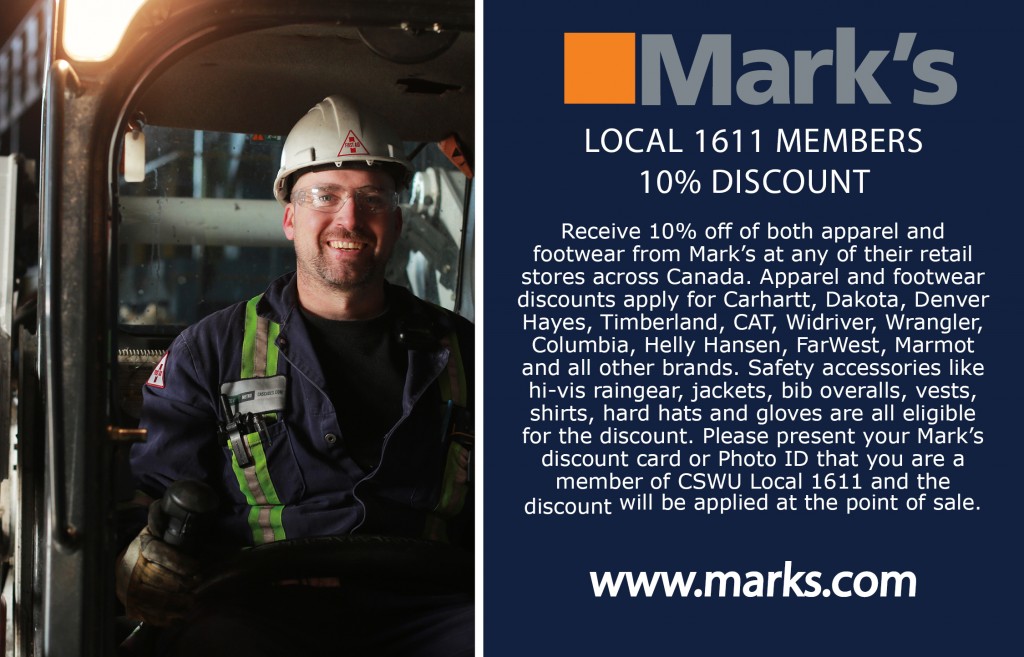 Mark's Work Warehouse, union discount, LiUNA, Local 1611, construction worker, labourer